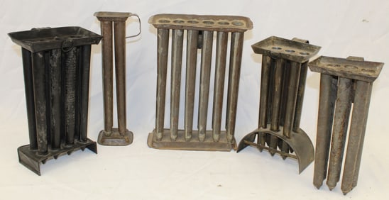Lot of 5 tin candle molds