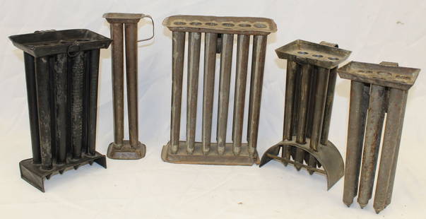 Lot of 5 tin candle molds: Lot of 5 tin candle molds