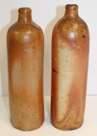Lot of 2 German stoneware bottles - 12" tall