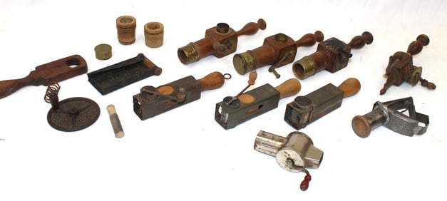 Large lot of antique nutmeg grater parts