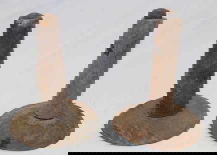 Pr of antique wood & iron hogscrapers - 6" tall: Pr of antique wood & iron hogscrapers - 6" tall
