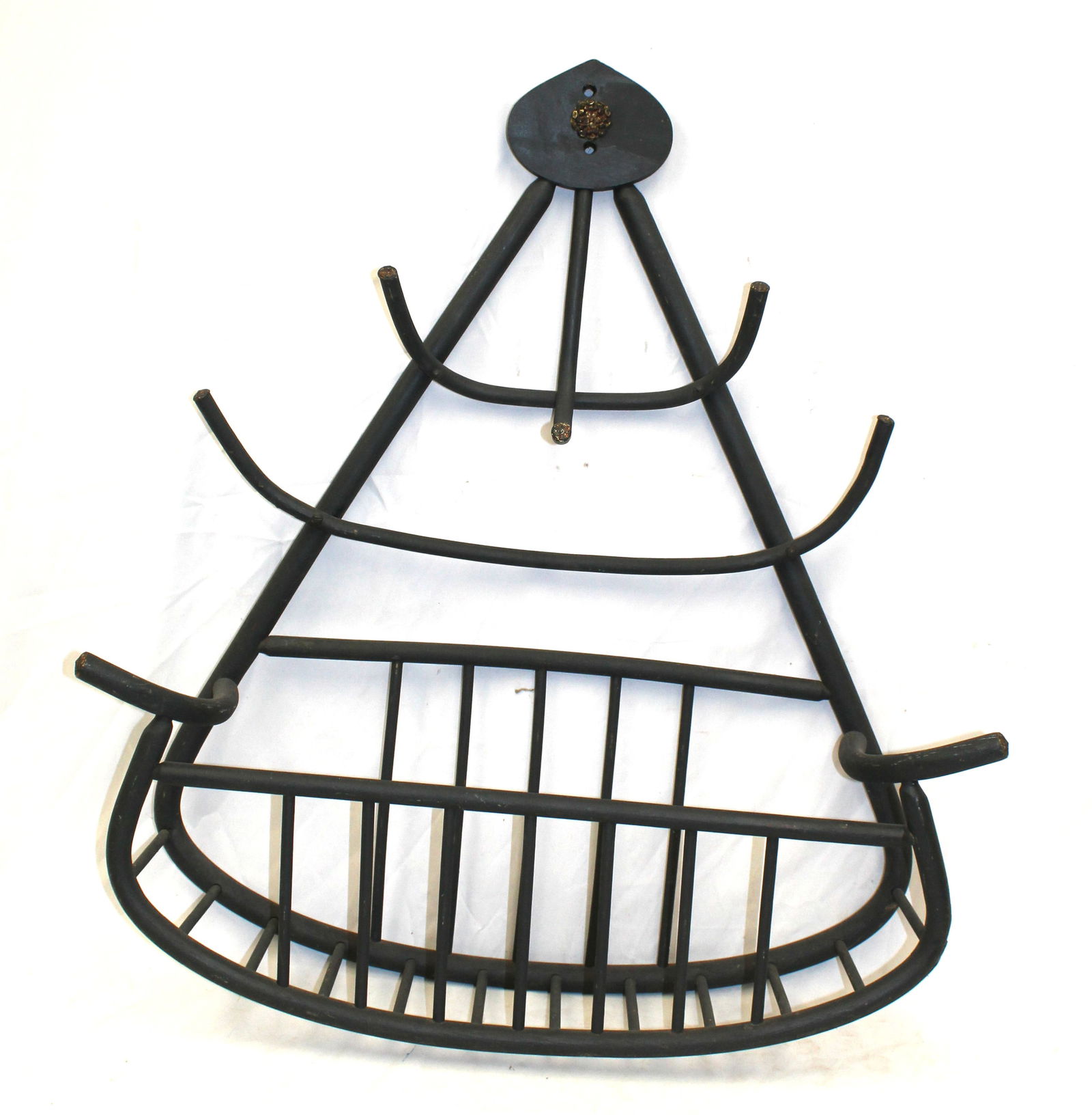 Antique bentwood hanging coat/hat rack in dark green paint - 32"x26"x7 1/2" (1 of 5)