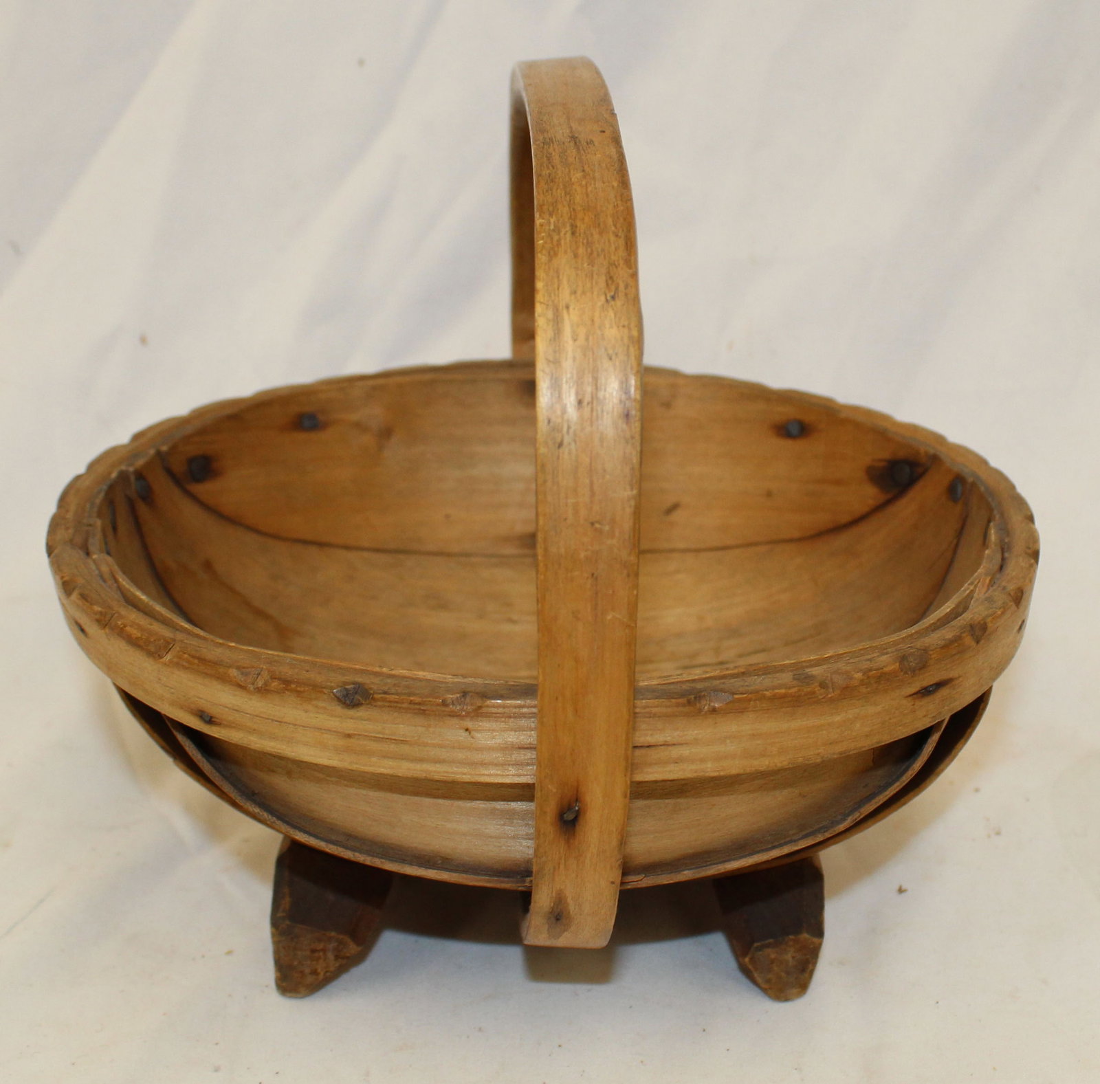 Antique wooden trug - 6 1/2" tall x 8" diam: Antique wooden trug - 6 1/2" tall x 8" diam
