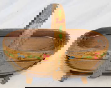 Antique wooden trug - 6" tall x 8" wide x 4" deep