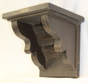 Wooden painted clock shelf - 13 1/2" tall x 13 1/2" wide x 12 1/2" deep