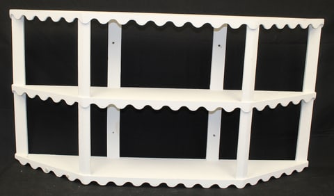 Wooden painted white wall shelf w scalloped shaped shelves - 24 1/2"x27 1/2" x 8"