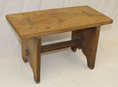 Antique wooden footstool - 10" tall x18" wide x 9 1/2" deep