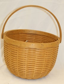 Ben Higgins signed swing handled basket filled with dried flower bouquets - 8" tall x 12" diam