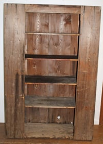 Large primitive cupboard w open front & shelved interior - 72" tall x 47 1/2" wide x 8" deep