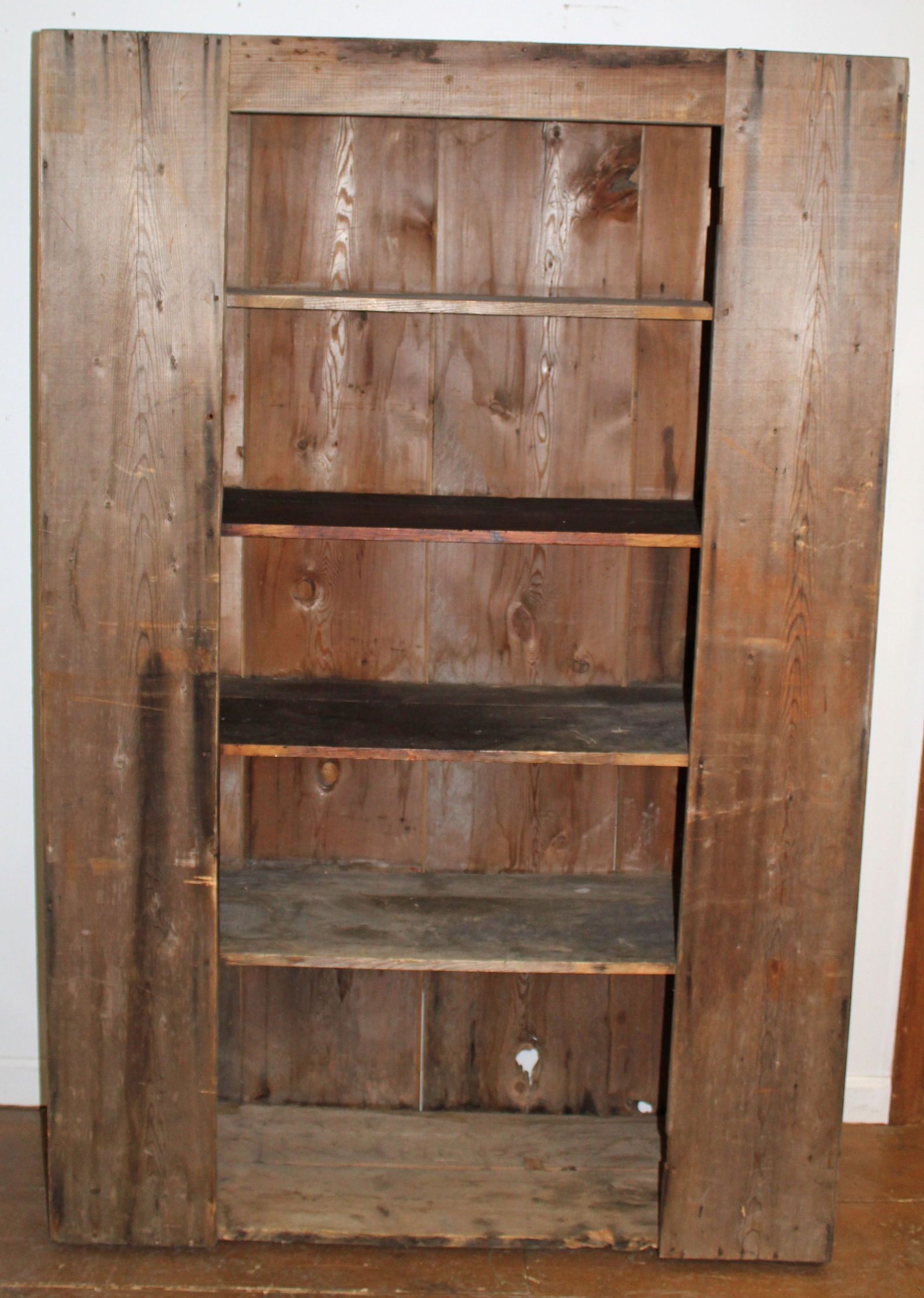Large primitive cupboard w open front & shelved interior - 72" tall x 47 1/2" wide x 8" deep (1 of 4)