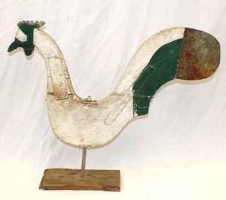 Folk Art wooden painted rooster weathervane - 22" tall x 29" wide
