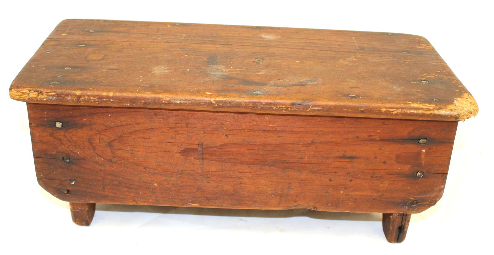 Antique wooden footstool - 6 1/2" tall x 16" wide x 8" deep (1 of 3)
