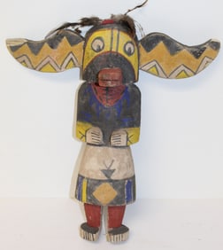 Wooden painted Native American form small totem - 13" tall x 12" wide
