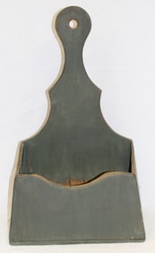 Antique style contemporary wooden wall hanging box in green paint - 22" tall x 13 1/2" wide x 6 3/4"