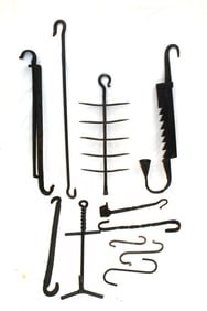 Group of antique & antique style iron hooks - 6" - 23" long