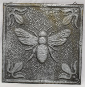 Embossed tin wall hanging w Bee motif - 24 1/2"x24"