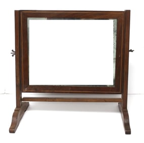 Dresser top mahog shaving mirror - 12" tall x 11 1/2" wide