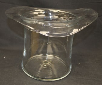 Interesting top hat form glass vase/candy container - 9 1/2" tall x 12" wide