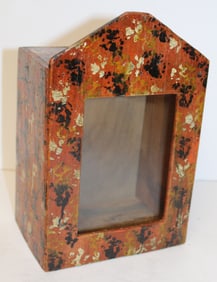 Wooden paint decorated display box - 16" tall x 9 1/5" wide x 4" deep