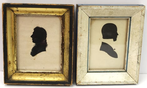 Lot of two antique framed cut silhouettes of gentlemen - 6 1/2"x5"