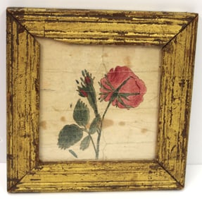 Framed antique w/c of flowers - 5 3/4"x5 3/4"