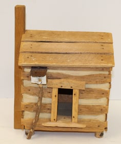 Signed & dated '93 Dean Johnson Log Cabin - 13" tall x 9 1/2"x6 1/2"