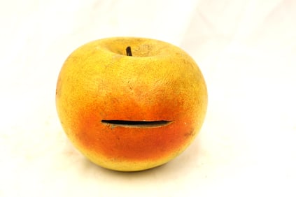 Pottery apple form bank - 4" tall x 5" wide