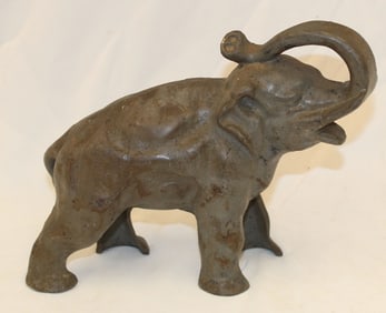 Cast iron elephant form still bank - 8 1/2" tall x 11" long