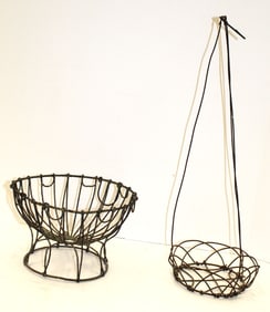 Lot of 2 wire egg baskets - 5"x19" & 5 1/2" x 9" diam