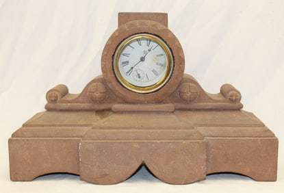 Stone mantle clock - 12" tall x 16 1/2" wide x 6 1/2" deep