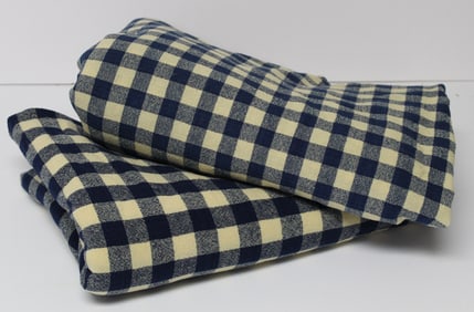 Lot of 2 antique blue & white wool blankets - 70"x88" & 80"x86"