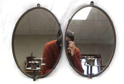Pair of mirrored wall candle sconces - 15" tall x 10" wide