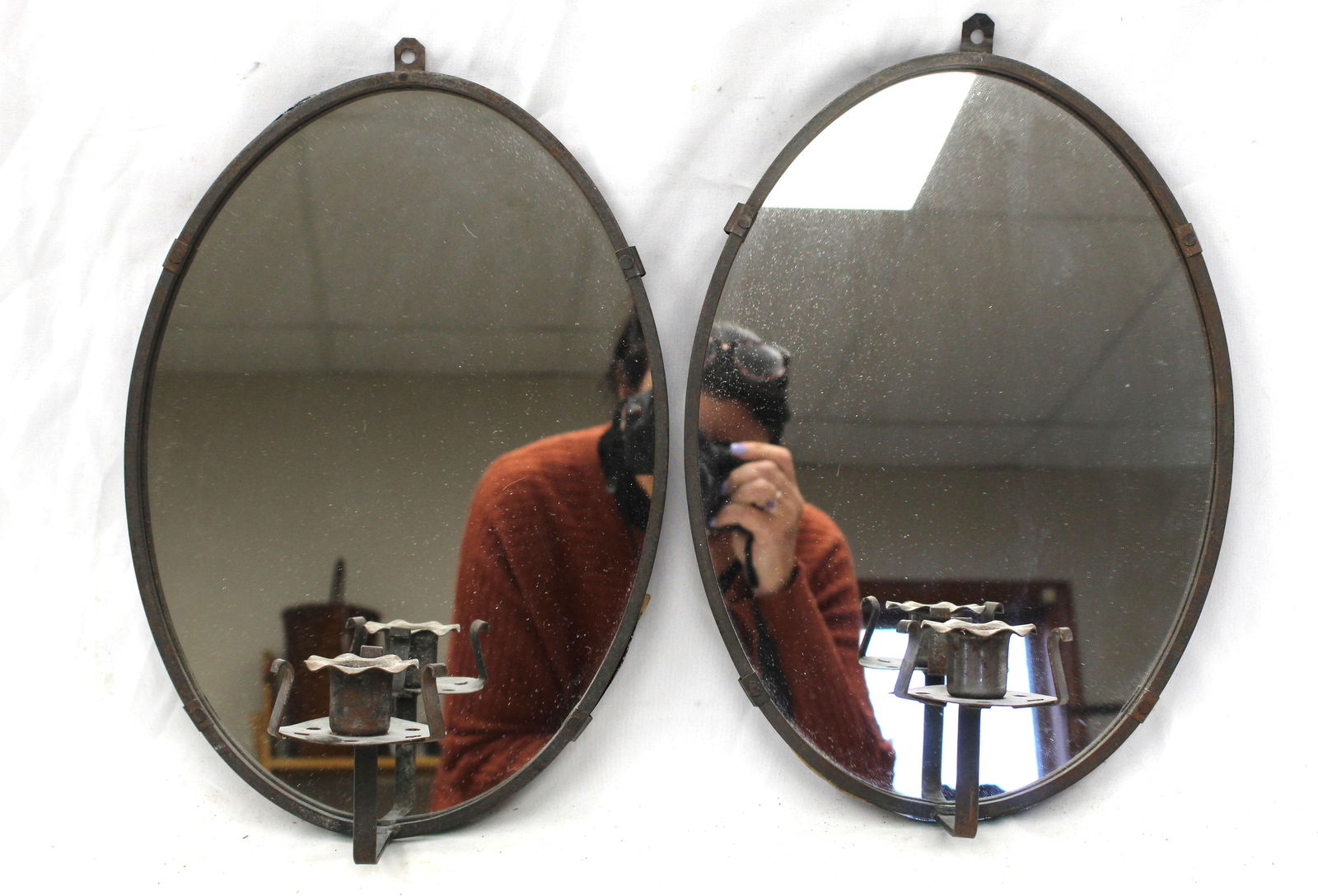 Pair of mirrored wall candle sconces - 15" tall x 10" wide (1 of 5)