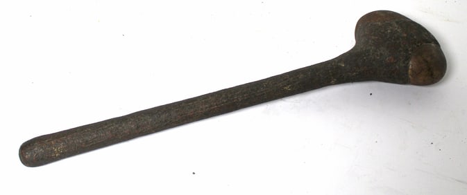 Wooden club w inlaid stone tip - 19" long