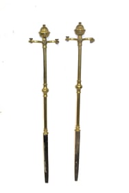 Lot of 2 brass fireplace tool jams - 24" tall