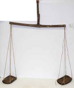 Antique wooden butter scale - 27" wide w 8"x4 1/2" scales