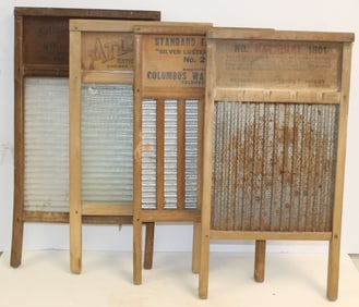 Lot of 4 antique washboards - 24" tall x 12 1/2" wide
