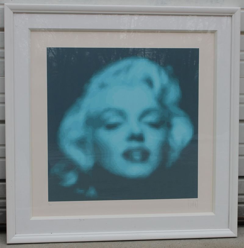 Jean-Pierre Yvaral (1934-2002) serigraph #3/100 of Mari: Jean-Pierre Yvaral (1934-2002) serigraph #3/100 of Marilyn Monroe titled "Star in Blue" - overall framed size 37"x37"