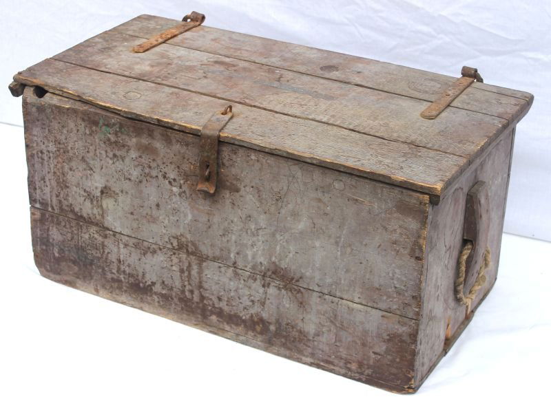 early ca 1790-1810 seachest w orig hardware & rare orig: early ca 1790-1810 seachest w orig hardware & rare orig mauve paint - 27 1/4" long x 15" deep x 13 1/2" tall