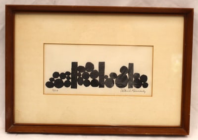 Pencil signed & numbered Patrick Kennedy litho #3/10 - geometric abstract - overall framed size 8