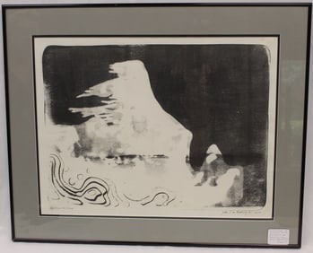 Pencil signed lithograph by John S de Martelly dated '65 titled "Apologies to Hokasai" - overall