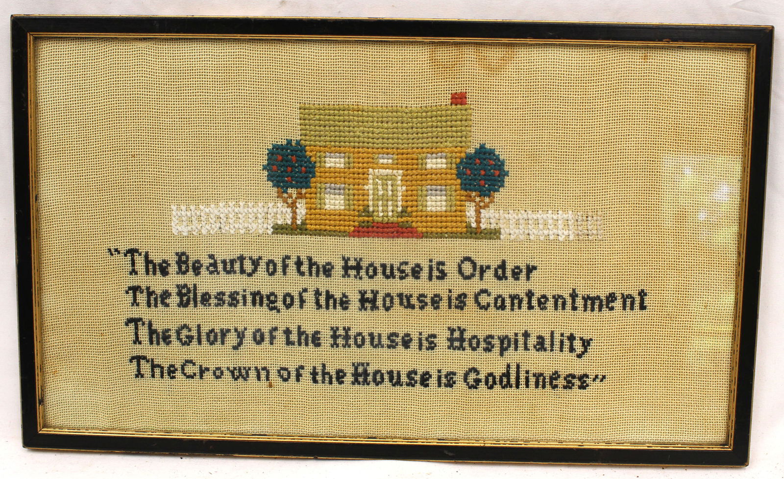Vintage framed needlework sampler - overall framed size 10 1/4"x17 1/4" (1 of 4)
