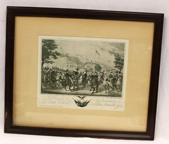 First Division NY State Artillery framed print copyright 1900 - overall framed size 15 1/4"x18 1/4"