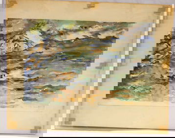 Signed Ethel Swantees unframed abstract watercolor - 14"x20"