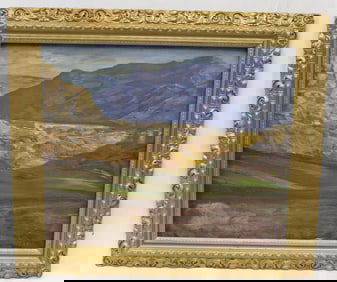 Signed Bob Kane oil on canvas mountains landscape - overall framed size 29"x33"