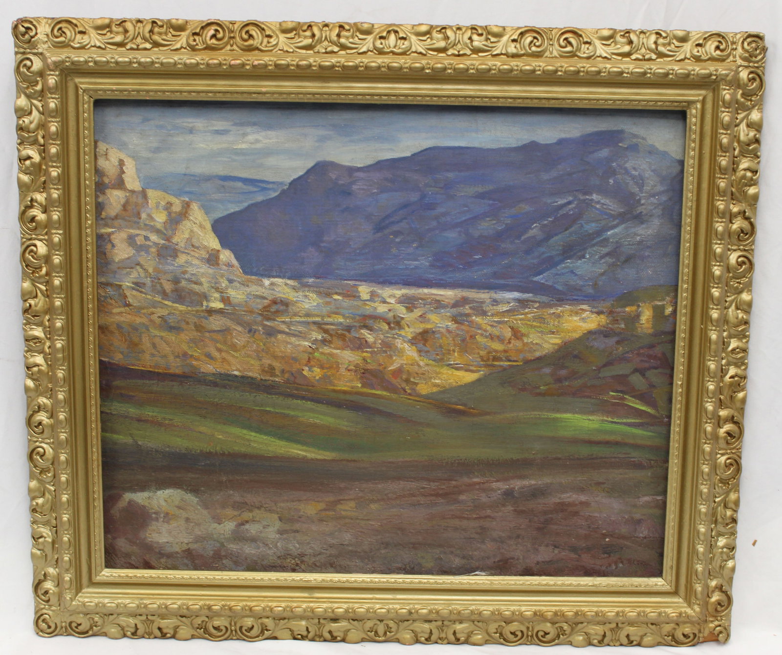 Signed Bob Kane oil on canvas mountains landscape - overall framed size 29"x33": Signed Bob Kane oil on canvas mountains landscape - overall framed size 29"x33"