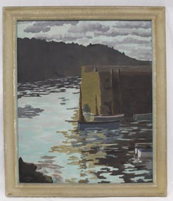 Signed P. Dodge Willcock oil on board titled "Dusk" - overall framed size 35 1/2"x30 1/2"