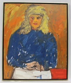 Henry Coupe oil on linen portrait of a woman - overall framed size 31"x26"