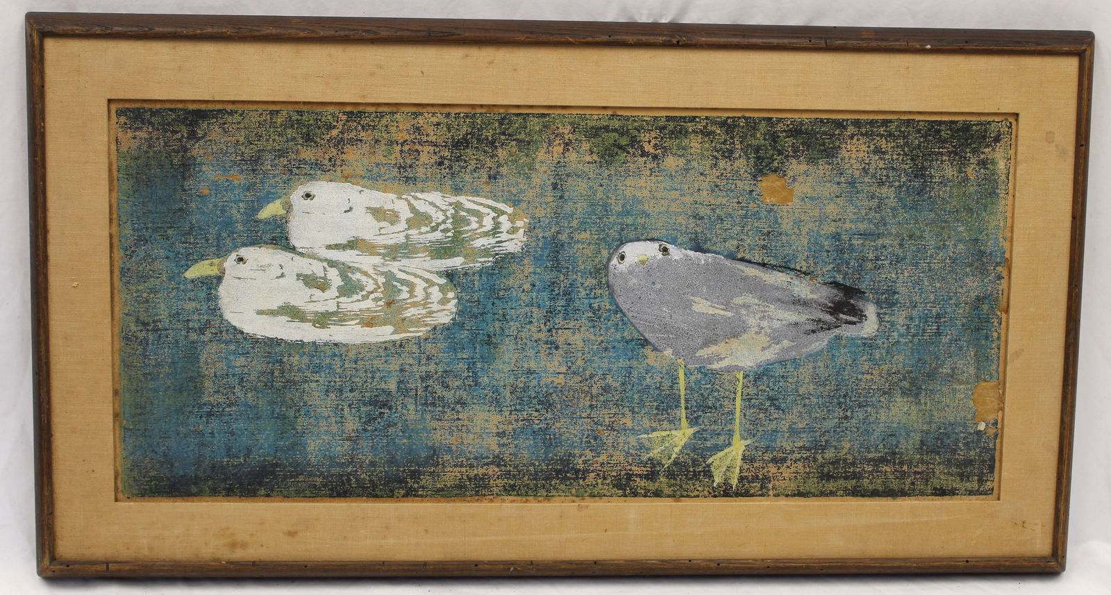 Unsigned oil on paper/canvas of seagulls with old Vose Gallery label on verso - (1 of 7)
