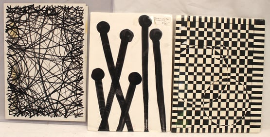 Lot of 4 modern ink drawings - unframed - 10"x7" (3) & 10"x8"